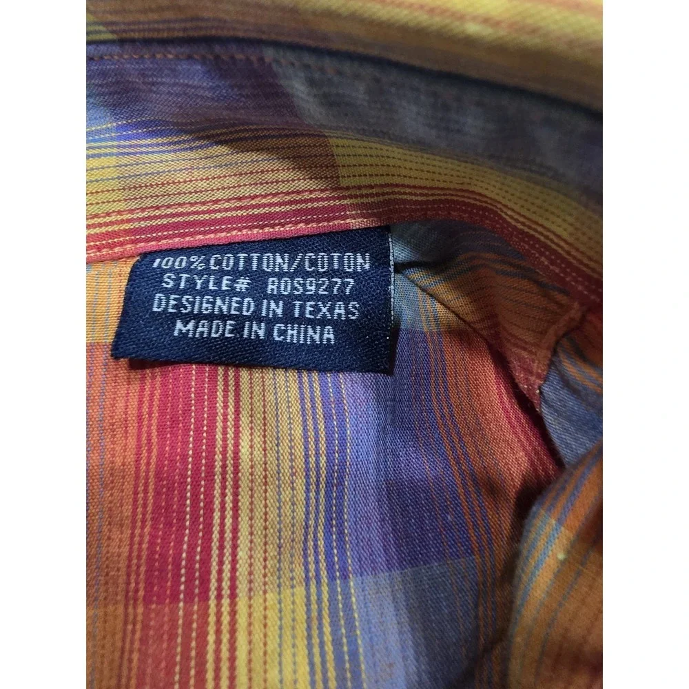 Rough Stock Panhandle Slim Mens XL Western‎ Pearl Snap Plaid Shirt Multi R0S9277